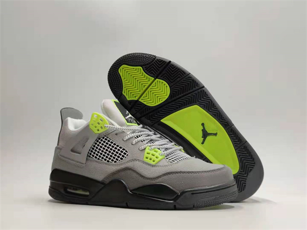 Women's Running weapon Air Jordan 4 Grey/Green Shoes 041